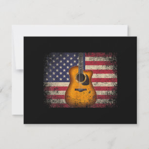 Carte De Remerciements Guitar 4th of July Venin American Flag USA - Count