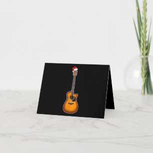 Carte De Remerciements Guitar Santa Hat