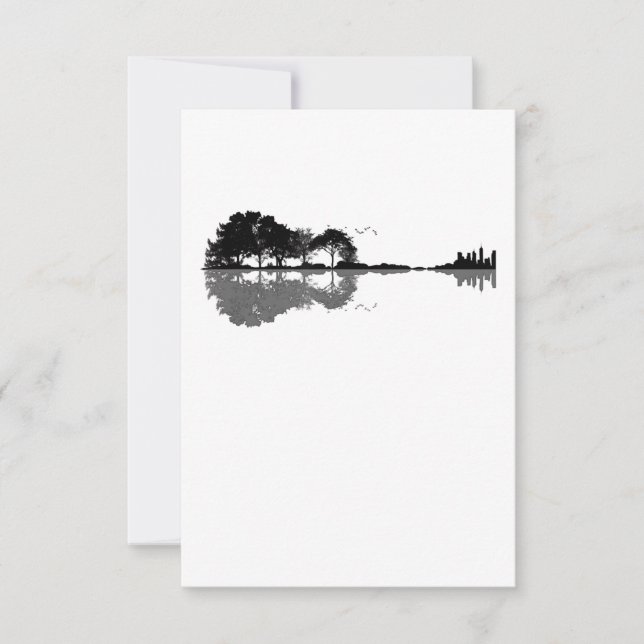 Carte De Remerciements Guitare acoustique Nature Est Musique Bass Guitari (Devant)