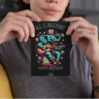 Carte De Remerciements Guitare de Jamming, éléphant psychédélique