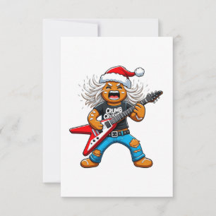 Carte De Remerciements Guitare en pain d'épices de Noël 2026 Rock 