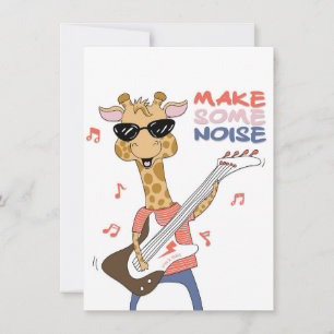 Carte De Remerciements Guitare Giraffe Lover Pour Un Bruit