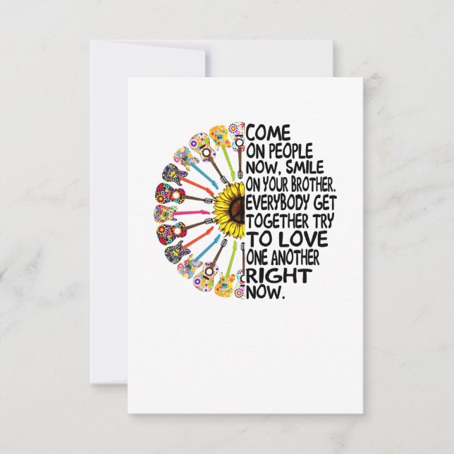 Carte De Remerciements Guitare Lover | Cadeau de guitare florale acoustiq (Devant)