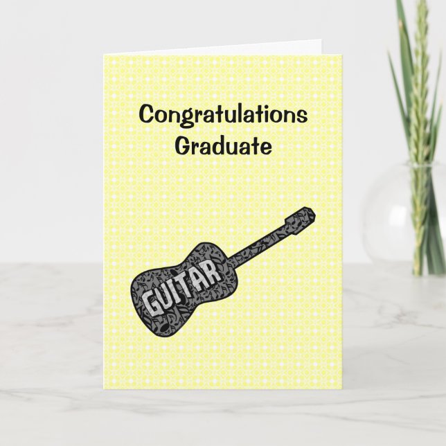 Carte De Remerciements Guitare Music Notes Texte Graduation Card (Devant)