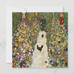 Carte De Remerciements Gustav Klimt - Chemin du jardin avec poulets