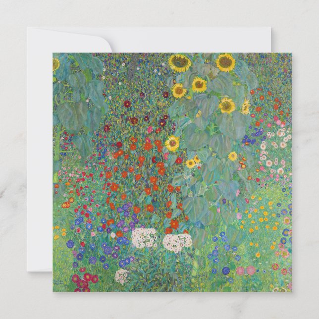 Carte De Remerciements Gustav Klimt - Jardin de campagne avec tournesols (Devant)