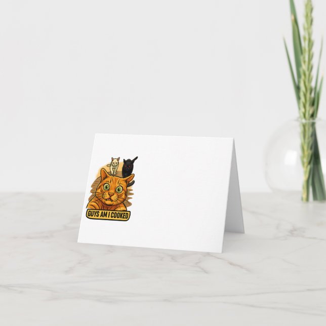Carte De Remerciements Guys Am I Cooked? Funny Cat Meme Panic Reaction (Devant)