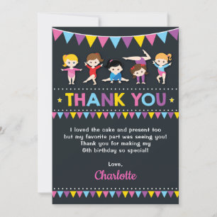 Carte De Remerciements Gymnase rose Girly de fête d'anniversaire de
