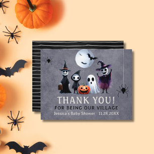 Carte De Remerciements Halloween Baby shower Haunted Village