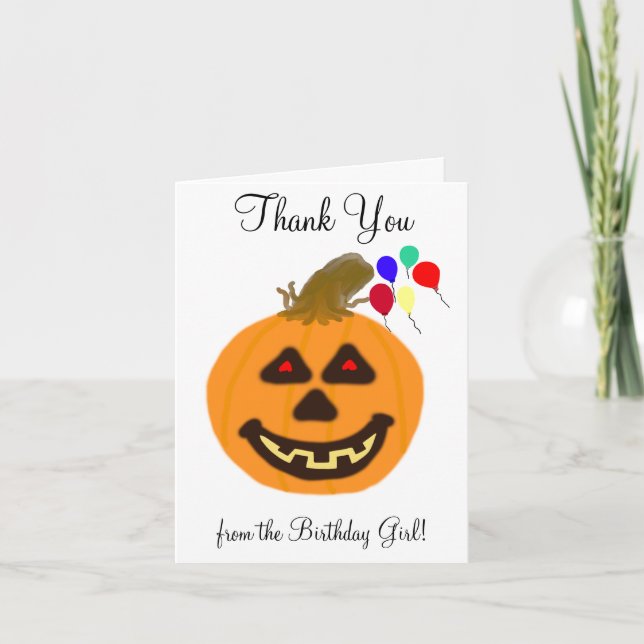 Carte De Remerciements Halloween Birthday Girl Thank You  (Devant)