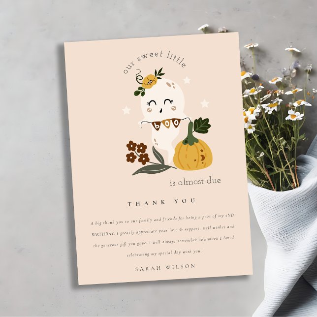 Carte De Remerciements Halloween Blush Ghost Little Boot N'importe quel â (Créateur téléchargé)