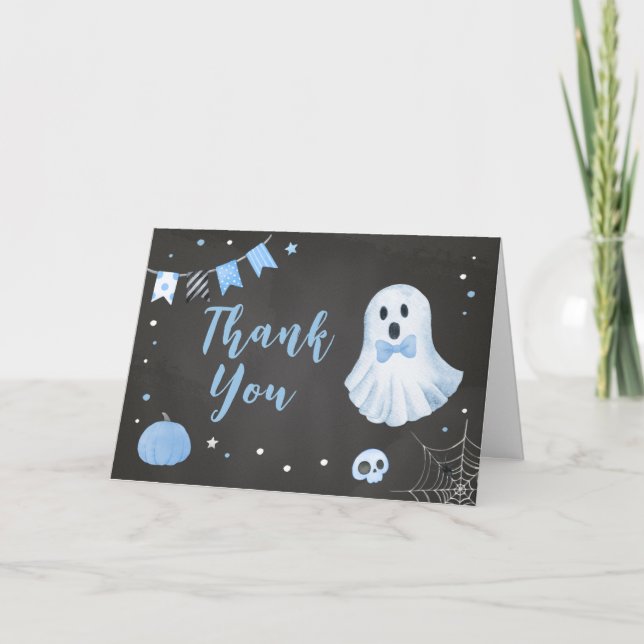 Carte De Remerciements Halloween c'est un Baby shower boo-y (Devant)