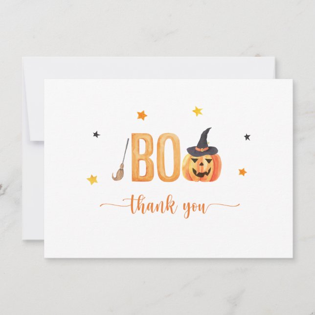 Carte De Remerciements Halloween Citrouilles Boo (Devant)
