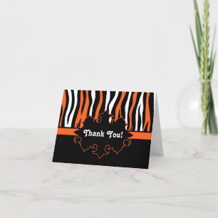 Carte De Remerciements Halloween couleurs zèbre rayures noir et orange