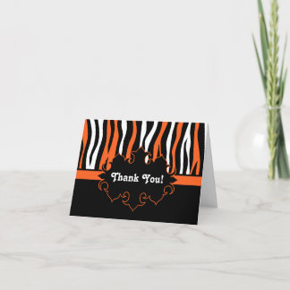 Carte De Remerciements Halloween couleurs zèbre rayures noir et orange