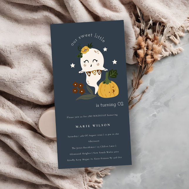 Carte De Remerciements Halloween Ghost Little Boo N'importe quel âge Anni (Créateur téléchargé)