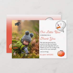 Carte De Remerciements Halloween Notre Petit Boo Ghost Garçon 1er Anniver