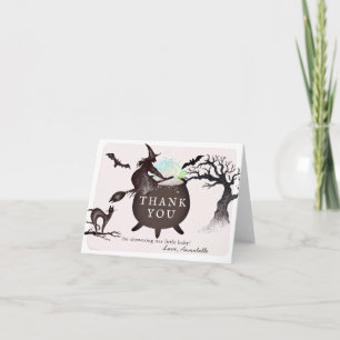 Carte De Remerciements Halloween Witch Cauldron Baby shower rose