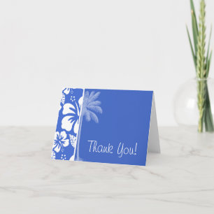 Carte De Remerciements Han Blue Hawaiian Tropical Hibiscus; Palm