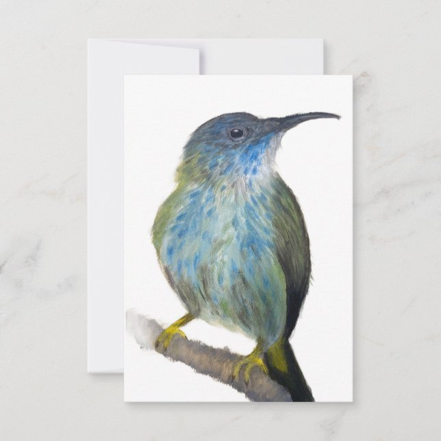 Carte De Remerciements Hand-drawn blue tinted hummingbird notecard. (Devant)