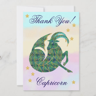 Carte De Remerciements Hand-Painted Capricorn Birthday Thank You