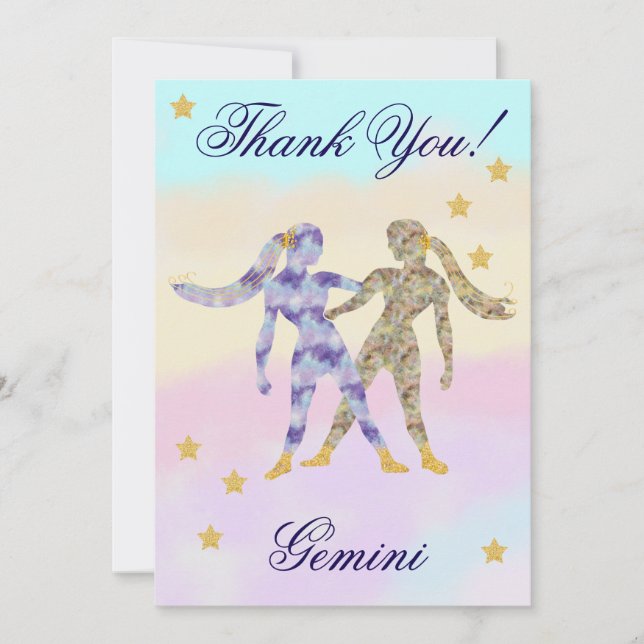 Carte De Remerciements Hand-Painted Gemini Birthday Thank You (Devant)