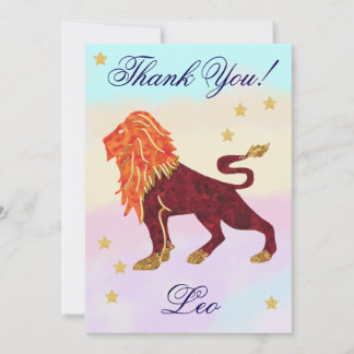 Carte De Remerciements Hand-Painted Leo Birthday Thank You