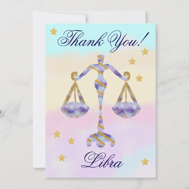 Carte De Remerciements Hand-Painted Libra Birthday Thank You (Devant)