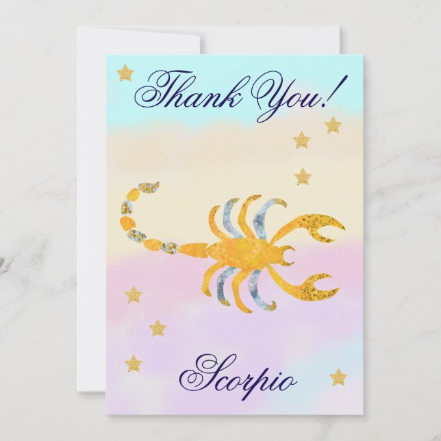 Carte De Remerciements Hand-Painted Scorpio Birthday Thank You (Devant)