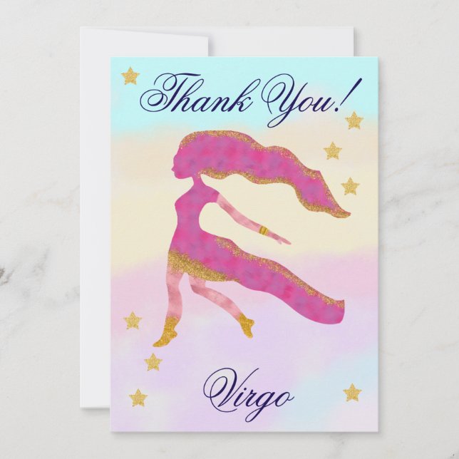Carte De Remerciements Hand-Painted Virgo Birthday Thank You (Devant)