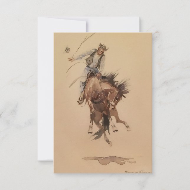 Carte De Remerciements Hand Whipping a Bronc par Edward Borein (Devant)