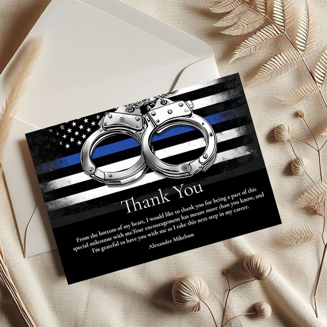 Carte De Remerciements Handcuffs American Flag Police Graduation (Créateur téléchargé)