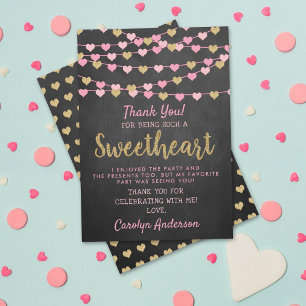 Carte De Remerciements Hanging Love Hearts Petit Amoureux Anniversaire