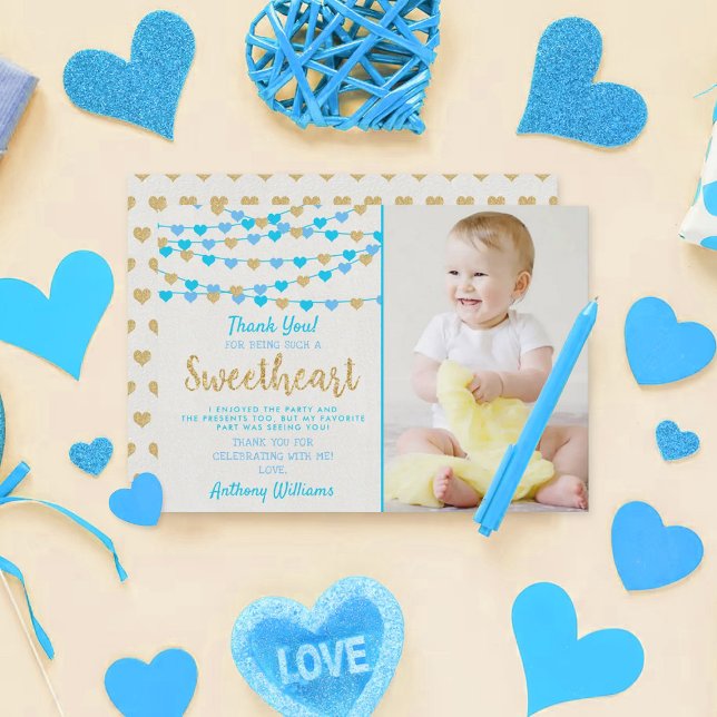 Carte De Remerciements Hanging Love Hearts Petit Amoureux Anniversaire (Créateur téléchargé)