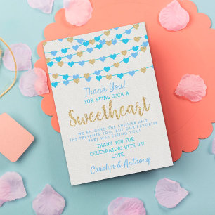 Carte De Remerciements Hanging Love Hearts Petit Baby shower amoureux