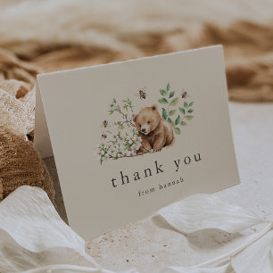 Carte De Remerciements HANNAH Vintage Bear Bee Boho Baby shower forestier