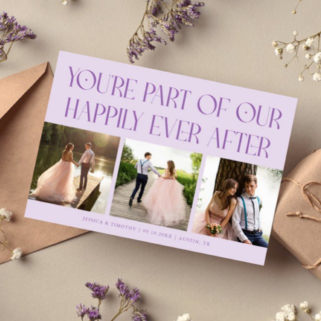 Carte De Remerciements Happily Ever After Lilac Wedding Photo (Créateur téléchargé)