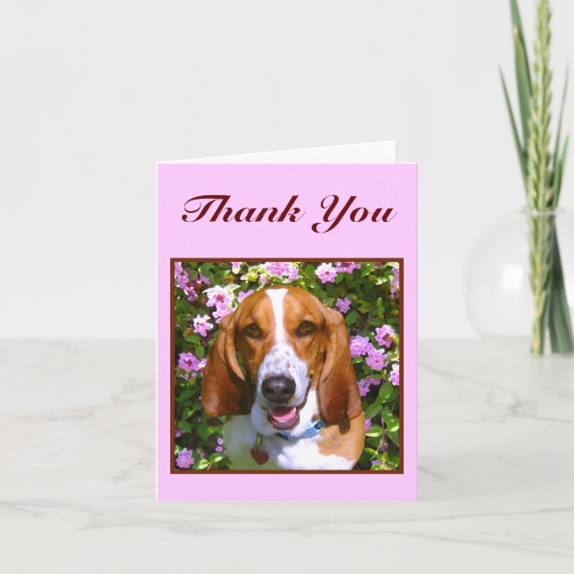 Carte De Remerciements Happy Basset Hound (Devant)