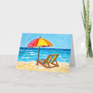 Carte De Remerciements Happy Beach Chair Rainbow Watercolor