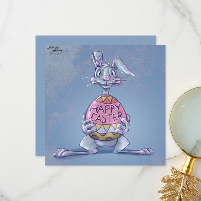 Carte De Remerciements Happy Easter Bunny (Devant/Arrière en situation)