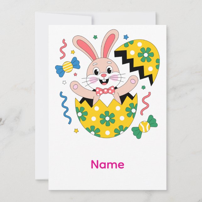 Carte De Remerciements Happy Easter Party Bunny Popping Out  (Devant)