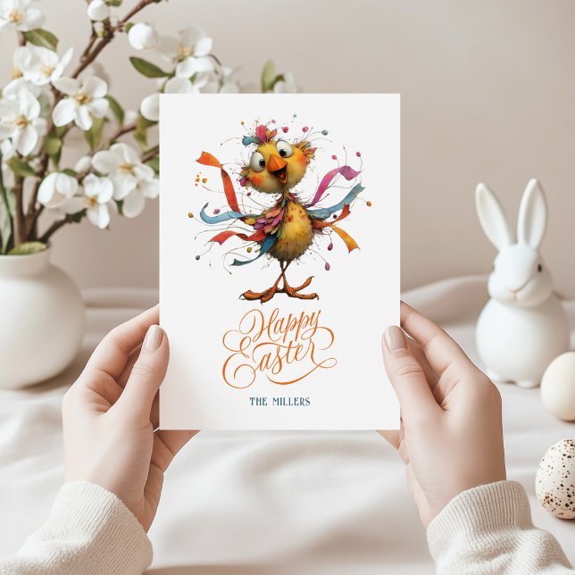Carte De Remerciements Happy Easter Whimsical Easter Chicken Illustration (Créateur téléchargé)