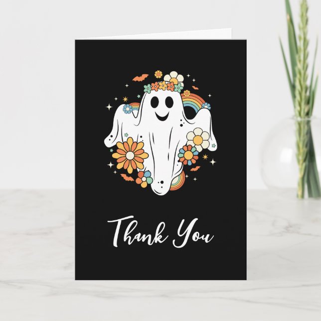 Carte De Remerciements Happy Ghost Retro Hippie Vibe (Devant)