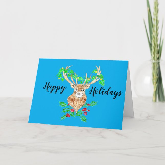 Carte De Remerciements Happy Holidays Deer  (Devant)