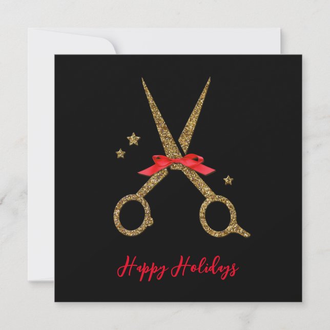 Carte De Remerciements Happy Holidays - Golden parties scintillant Hair S (Devant)