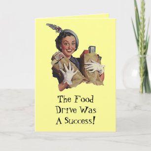 Carte De Remerciements Happy Lady Food Drive Groceries Thank You Cards TY