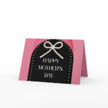 Happy Mother's Day Card Pink Gold Black 