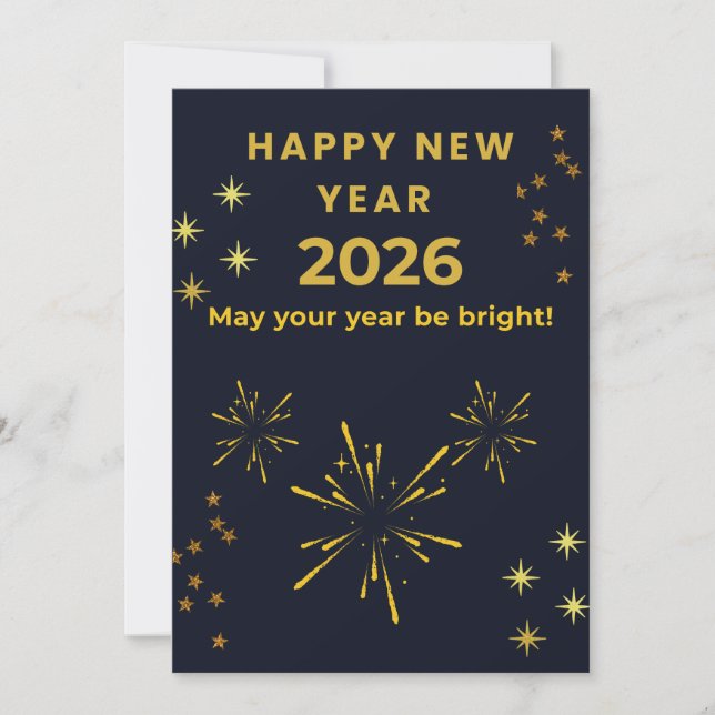 Carte De Remerciements Happy New Year 2026 Printable Greeting Card | Mini (Devant)