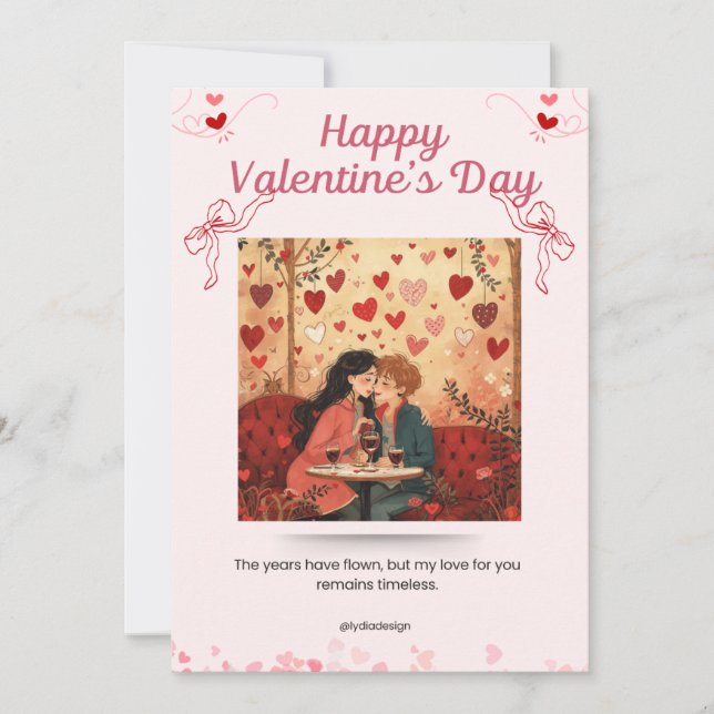 Carte De Remerciements Happy Valentine’s Day Romantic Wall Art | Love (Devant)