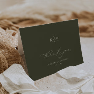 Carte De Remerciements HARMONIE Olive Green Photo Mariage